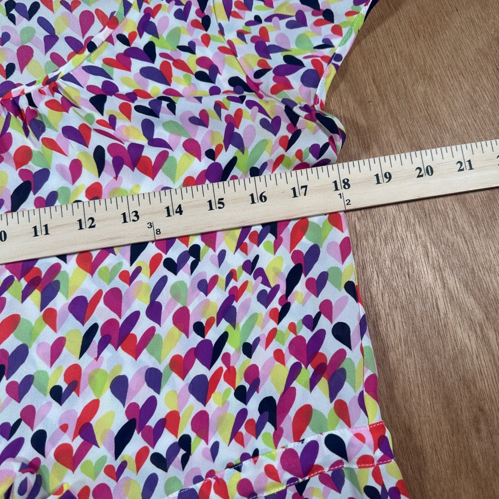 Kate Spade New York 100% Silk Heart Print Tie Waist Blouse Women's Small - Picture 4 of 9